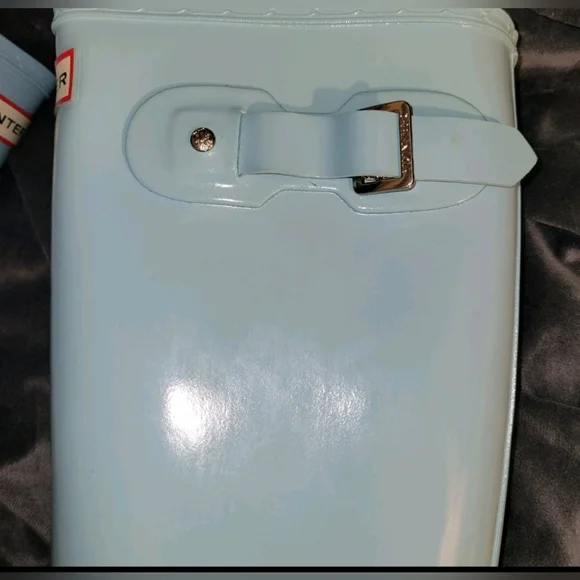 Hunter Original Tall Blue Green Waterproof 7 Boot W/ Matching Metallic Socks - Picture 12 of 16